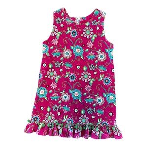 Corky’s Kids Girls Corduroy Dress | Size 7 | Pink Floral Retro Print